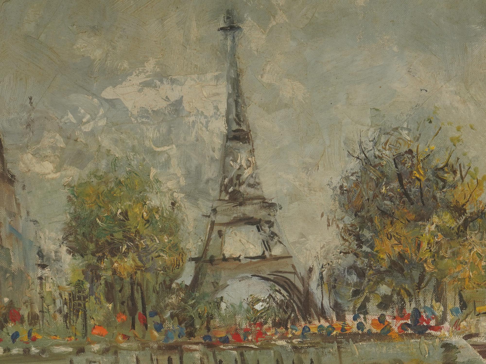 IMPRESSIONIST OIL PAINTING VIEW OF PARIS SIGNED PIC-6